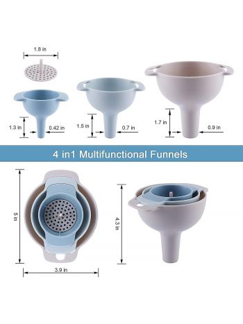 1 Set Trichter für den Küchengebrauch, Trichter für Flaschen, Trichter mit Sieb zum Umfüllen von Öl, Lebensmitteln, Wasser, Flüssigkeiten, Flüssigkeiten, trockenen Zutaten und Pulver