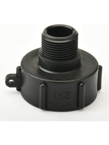 IBC-Tankadapter, Kunststoff-Schlauchhahn-Anschluss, S60 x 6, grob auf 1 Zoll Gewindekappe, Wasser-Endhahn