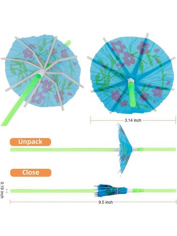 100 Stück Obst-Strohhalme, Regenschirm-Strohhalme, Party-Einweg-Strohhalme, Tischdekoration, tropische Getränke für Cocktails, Erfrischungsgetränke, hawaiianische Luau-Party-Versorgung