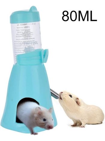 Automatischer Wasserspender für Haustierflaschen, für Hamster, Ratten, Meerschweinchen, Frettchen, Kaninchen, Kleintiere (80 ml, blau)